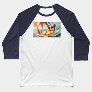 Fluffy Corgi on the sunbed Baseball T-Shirt